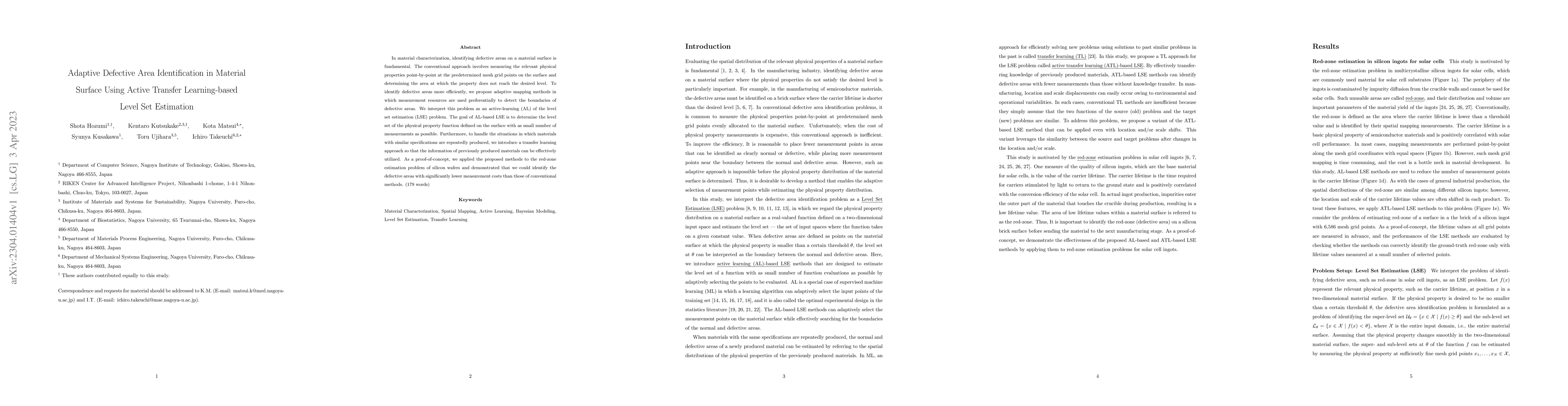 Thumbnail for Adaptive Defective Area Identification in Material Surface Using Active
  Transfer Learning-based Level Set Estimation