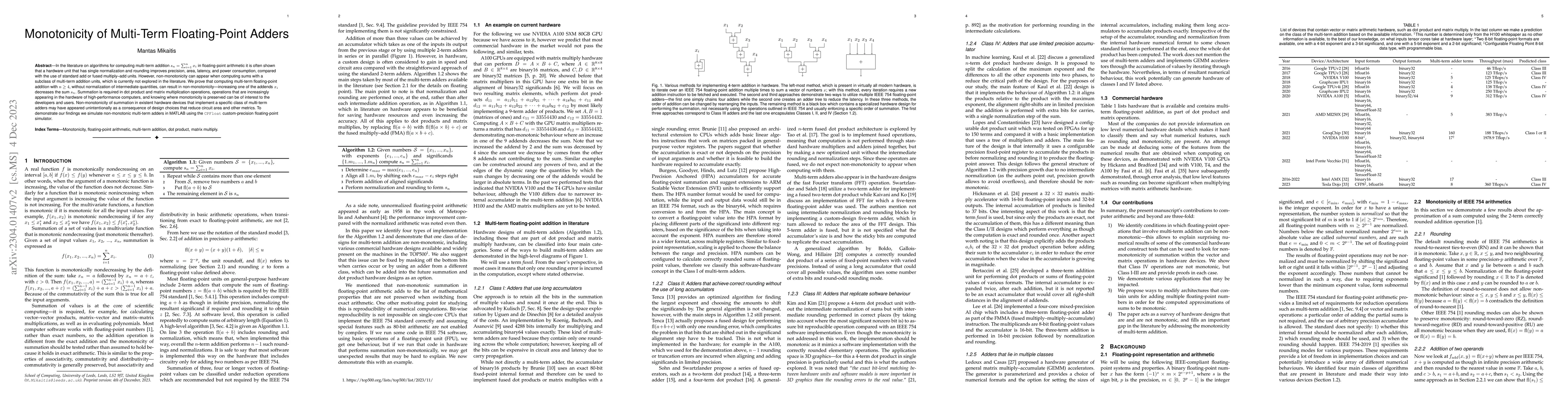 Thumbnail for Monotonicity of Multi-Term Floating-Point Adders