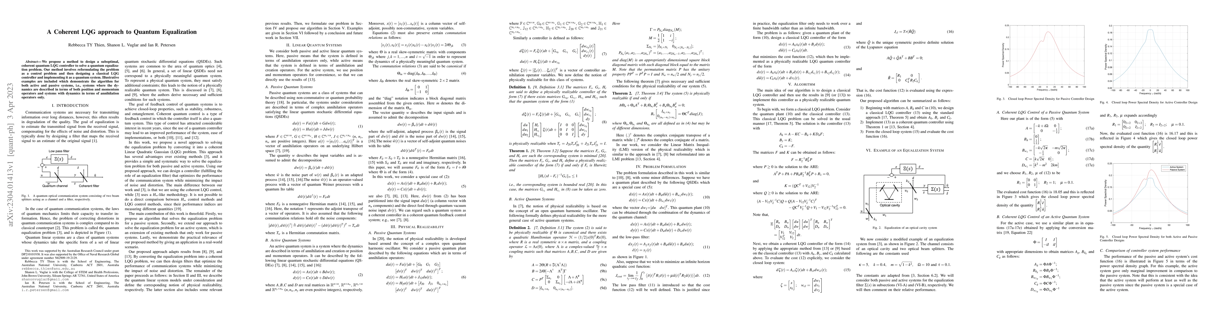 Thumbnail for A Coherent LQG approach to Quantum Equalization