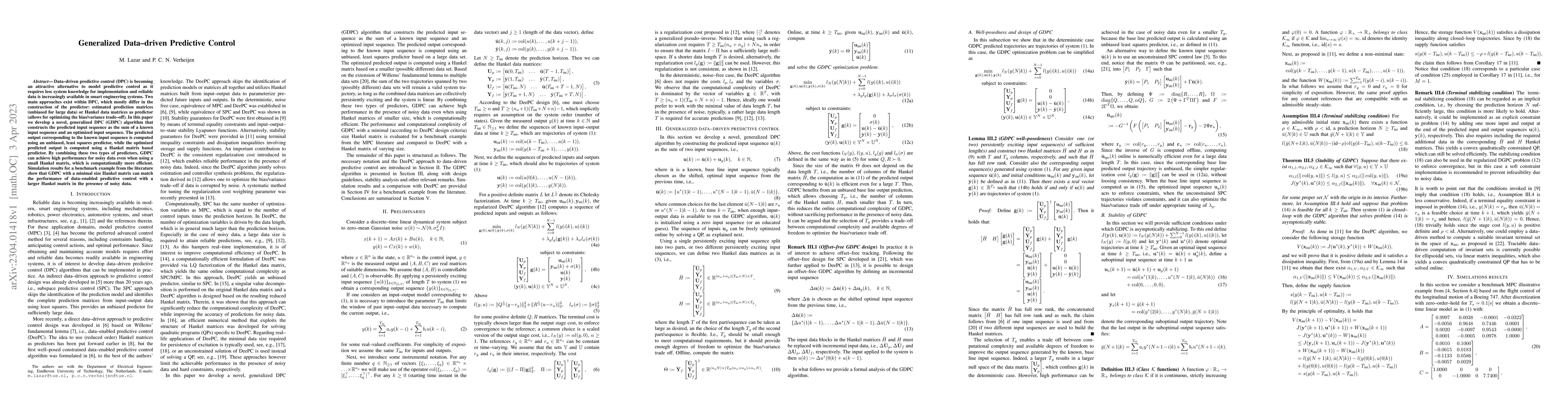 Thumbnail for Generalized Data-driven Predictive Control
