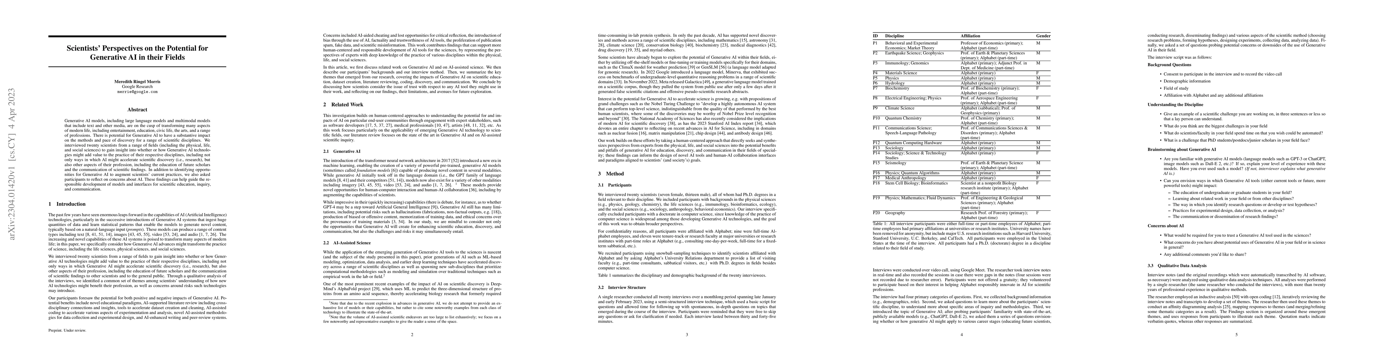 Thumbnail for Scientists' Perspectives on the Potential for Generative AI in their
  Fields