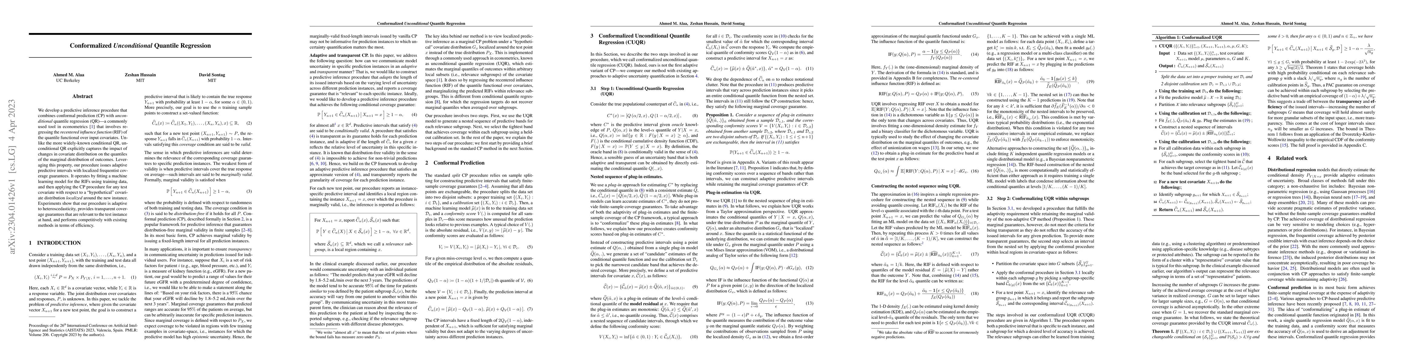 Thumbnail for Conformalized Unconditional Quantile Regression