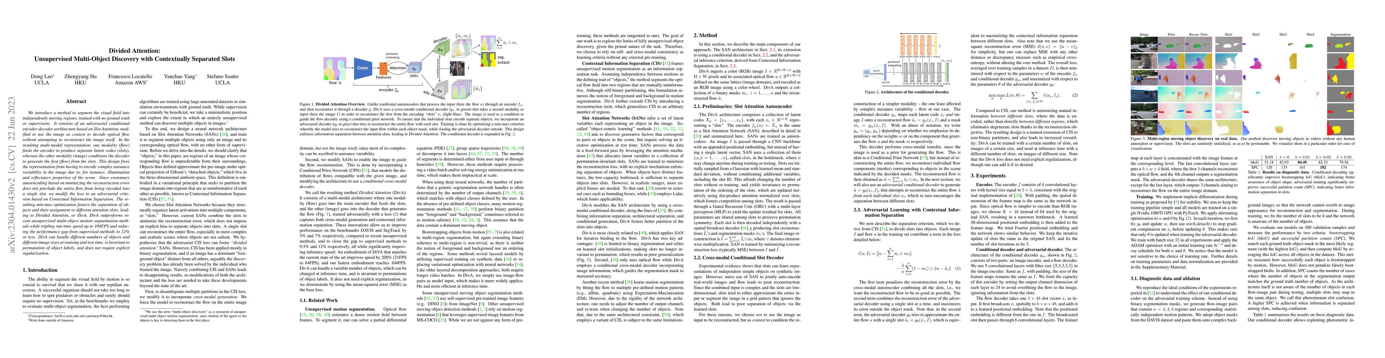 Thumbnail for Divided Attention: Unsupervised Multi-Object Discovery with Contextually
  Separated Slots