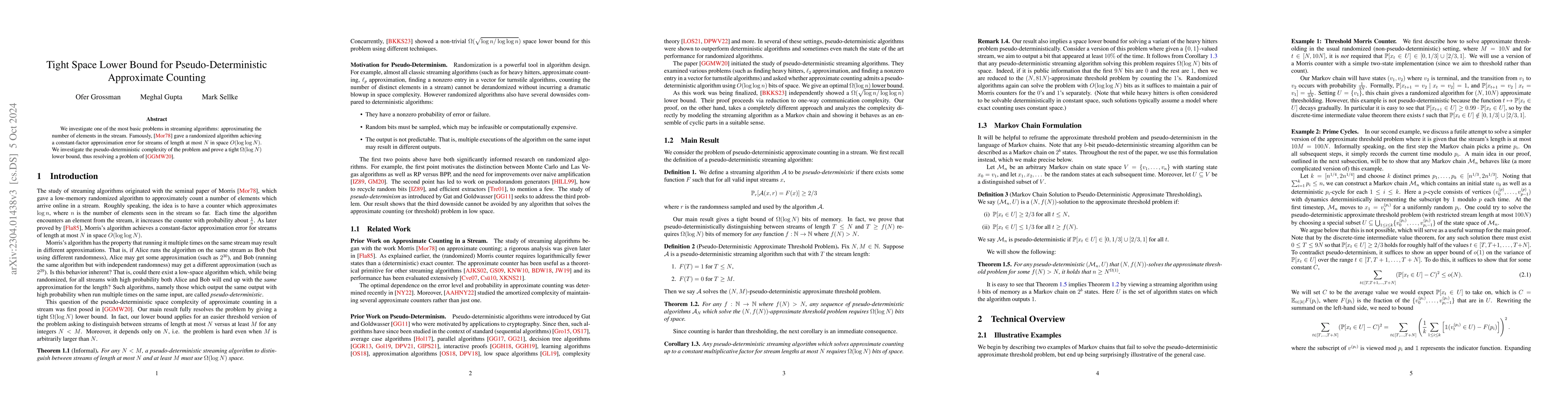 Thumbnail for Tight Space Lower Bound for Pseudo-Deterministic Approximate Counting