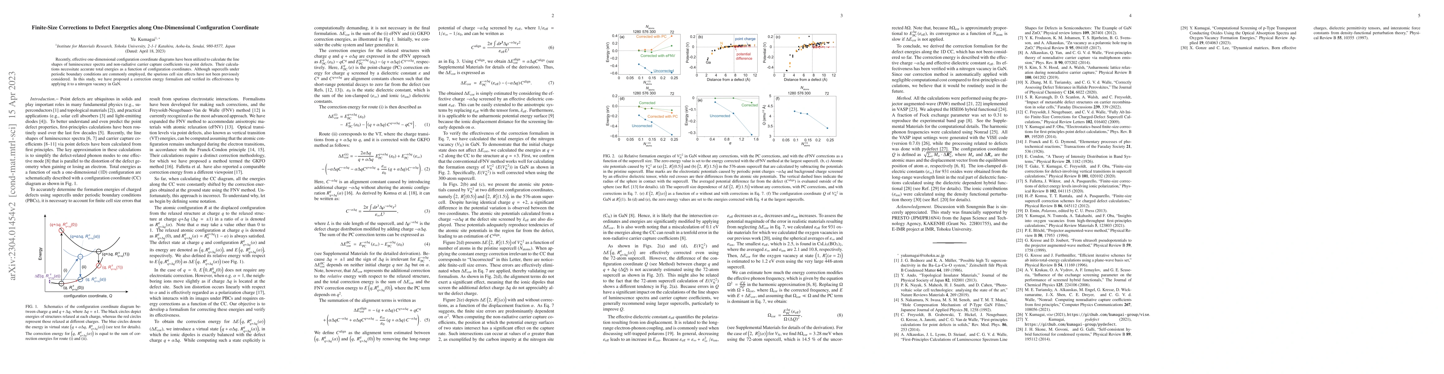 Thumbnail for Finite-Size Corrections to Defect Energetics along One-Dimensional
  Configuration Coordinate