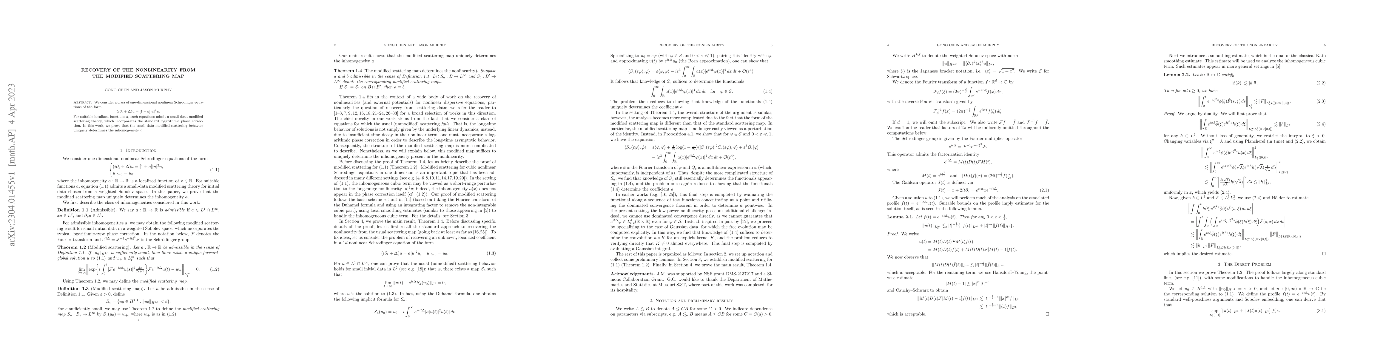 Thumbnail for Recovery of the nonlinearity from the modified scattering map