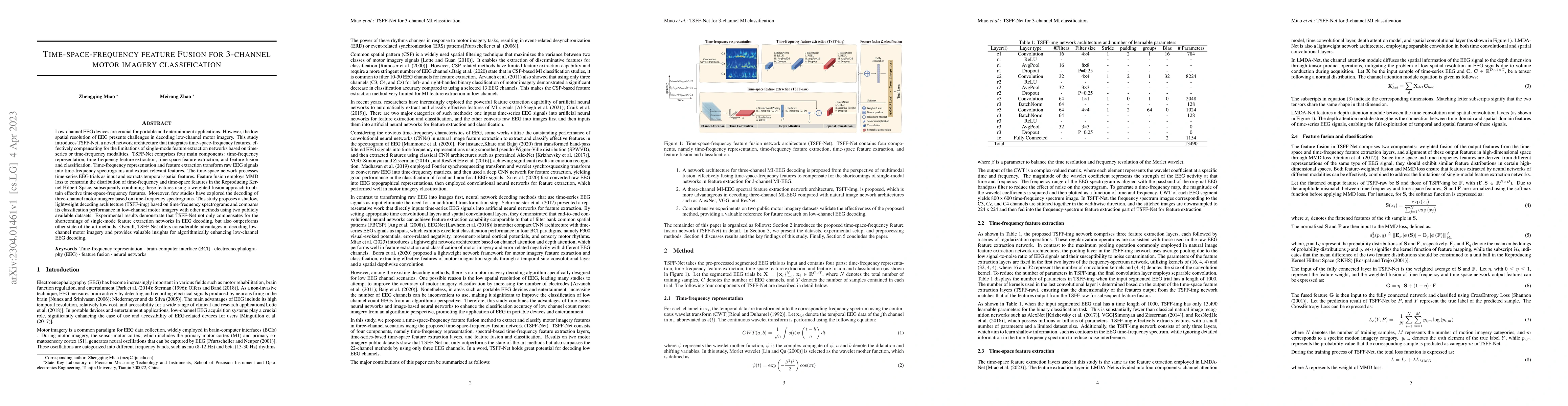 Thumbnail for Time-space-frequency feature Fusion for 3-channel motor imagery
  classification
