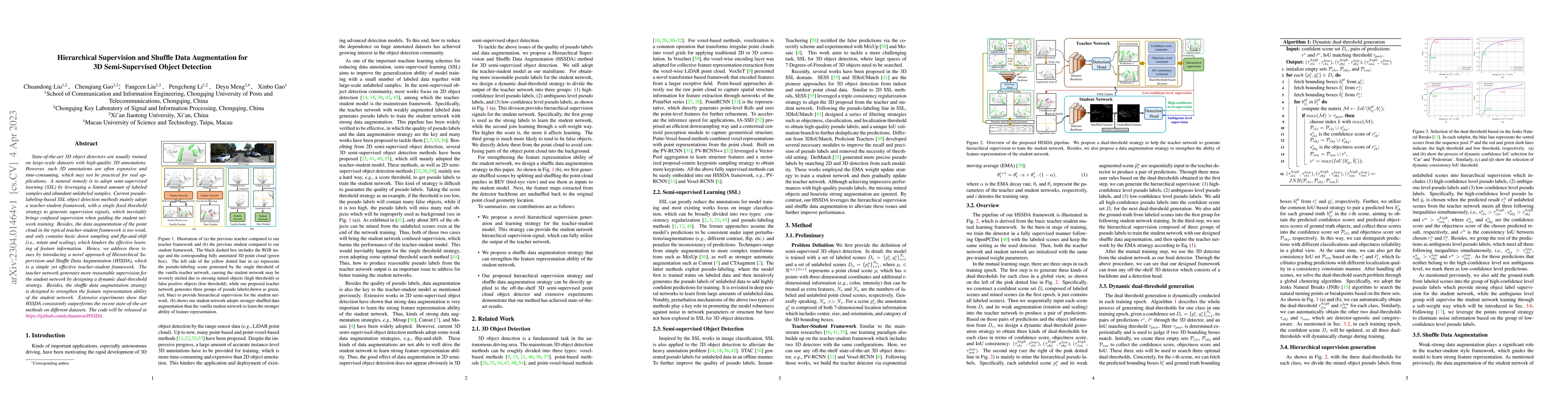 Thumbnail for Hierarchical Supervision and Shuffle Data Augmentation for 3D
  Semi-Supervised Object Detection