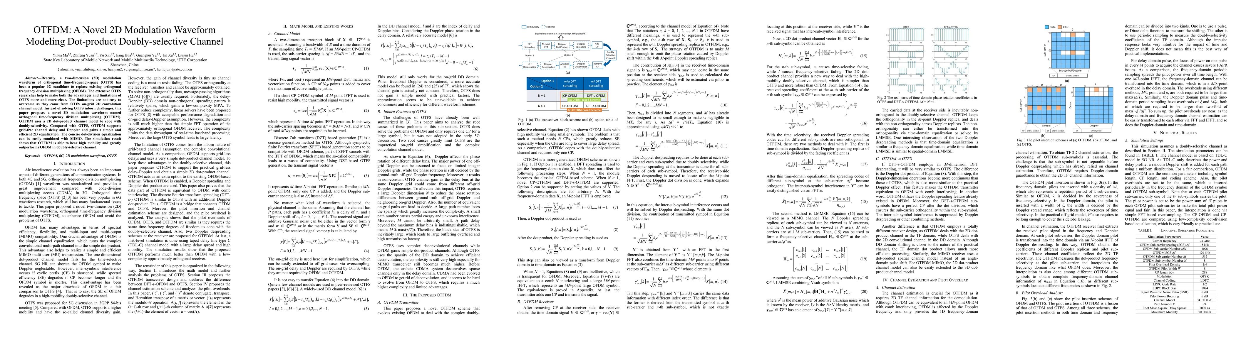 Thumbnail for OTFDM: A Novel 2D Modulation Waveform Modeling Dot-product
  Doubly-selective Channel