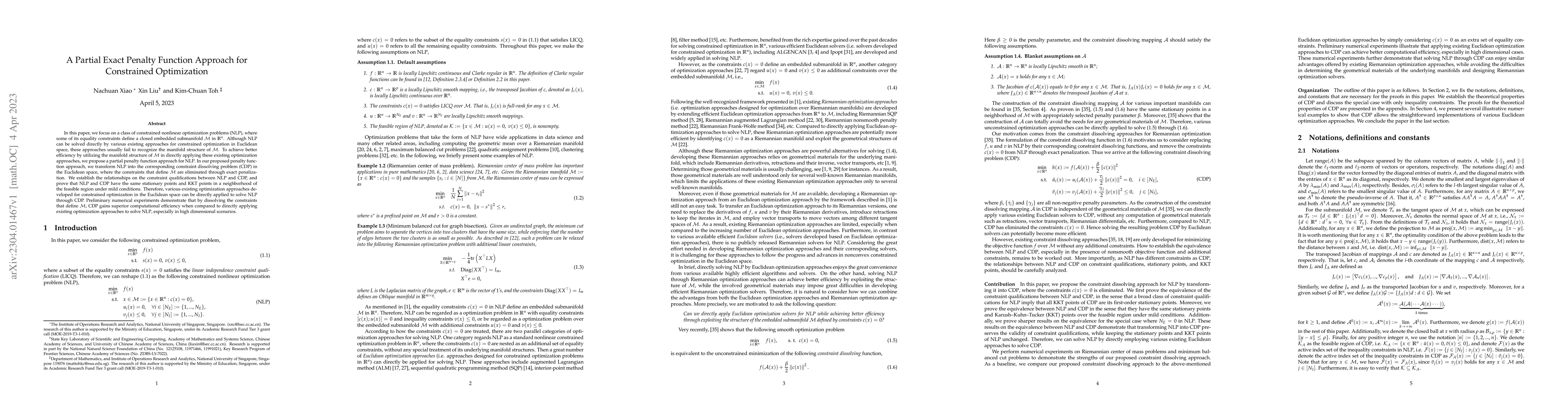 Thumbnail for A Partial Exact Penalty Function Approach for Constrained Optimization