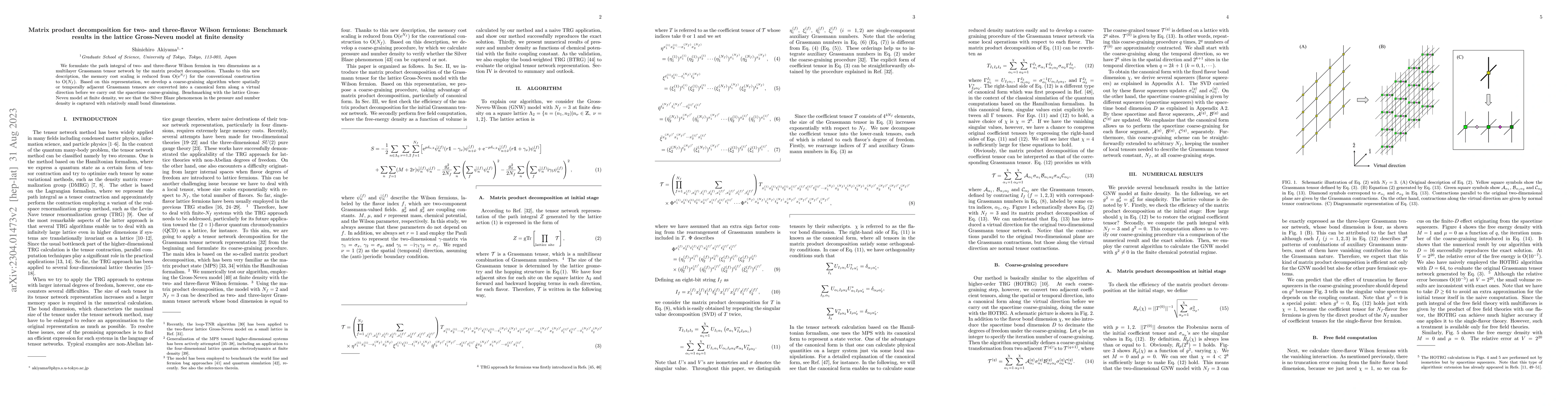 Thumbnail for Matrix product decomposition for two- and three-flavor Wilson fermions:
  Benchmark results in the lattice Gross-Neveu model at finite density