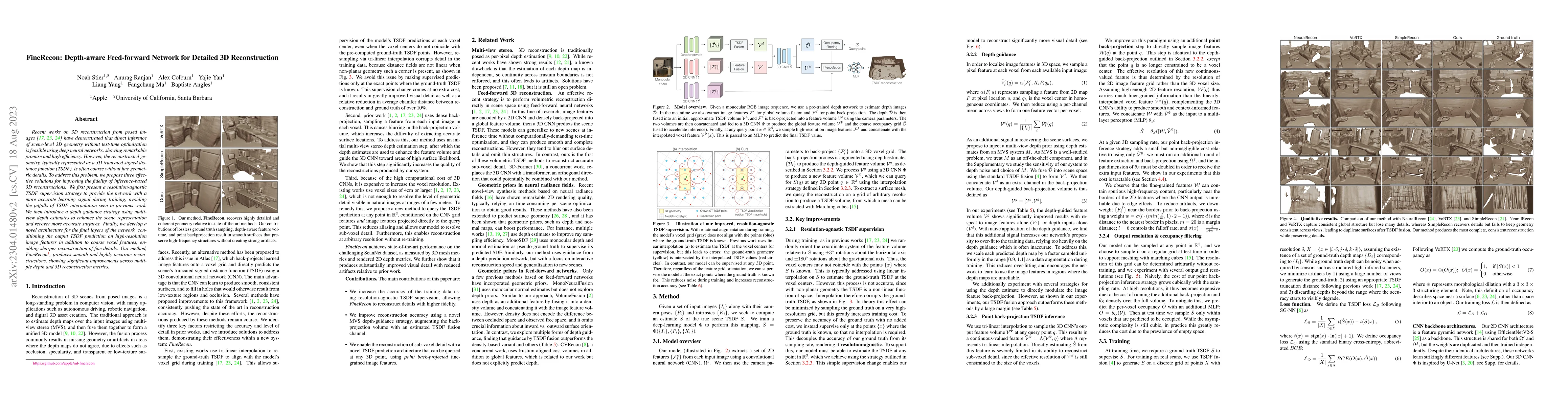 Thumbnail for FineRecon: Depth-aware Feed-forward Network for Detailed 3D
  Reconstruction