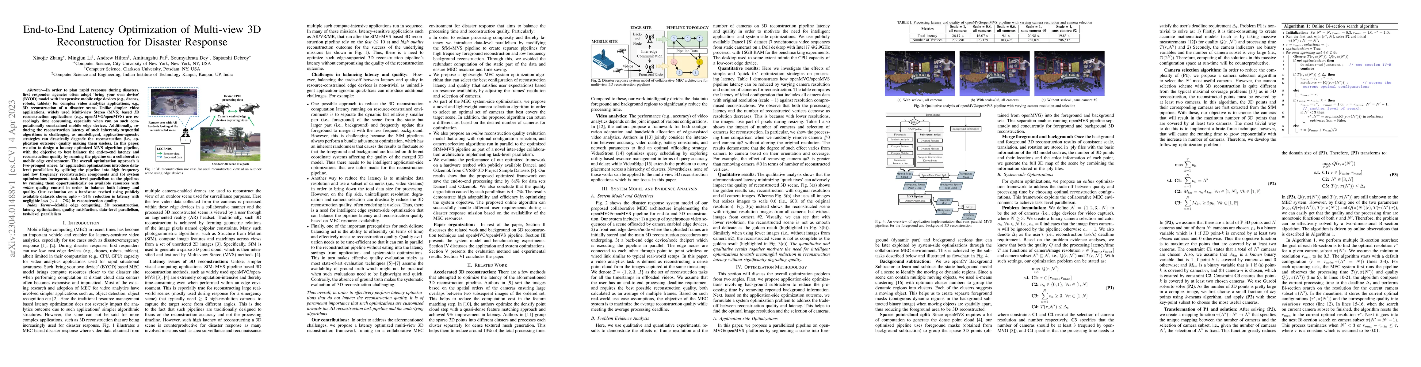 Thumbnail for End-to-End Latency Optimization of Multi-view 3D Reconstruction for
  Disaster Response