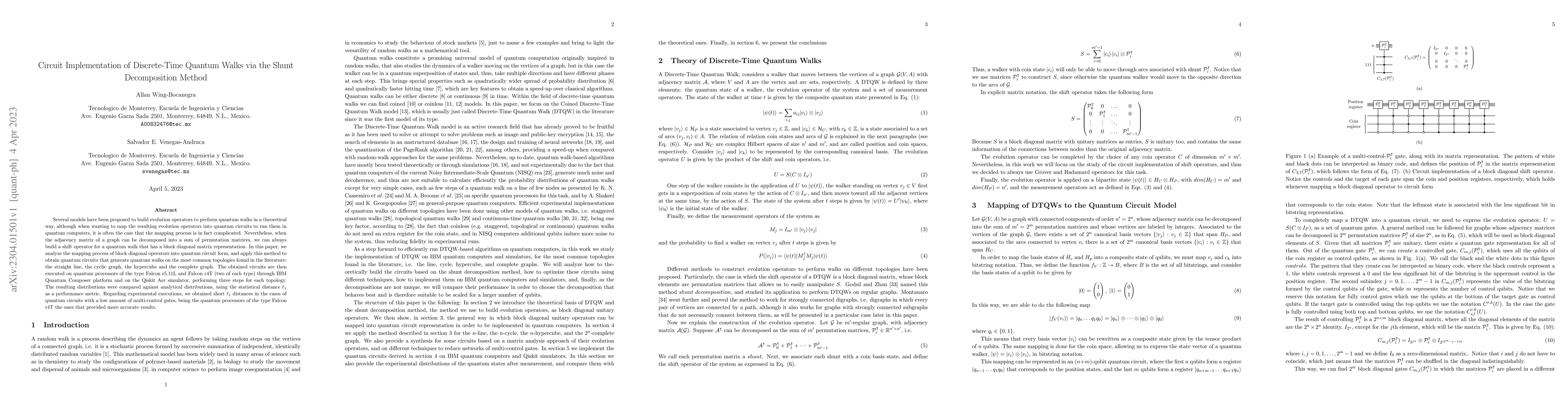 Thumbnail for Circuit Implementation of Discrete-Time Quantum Walks via the Shunt
  Decomposition Method