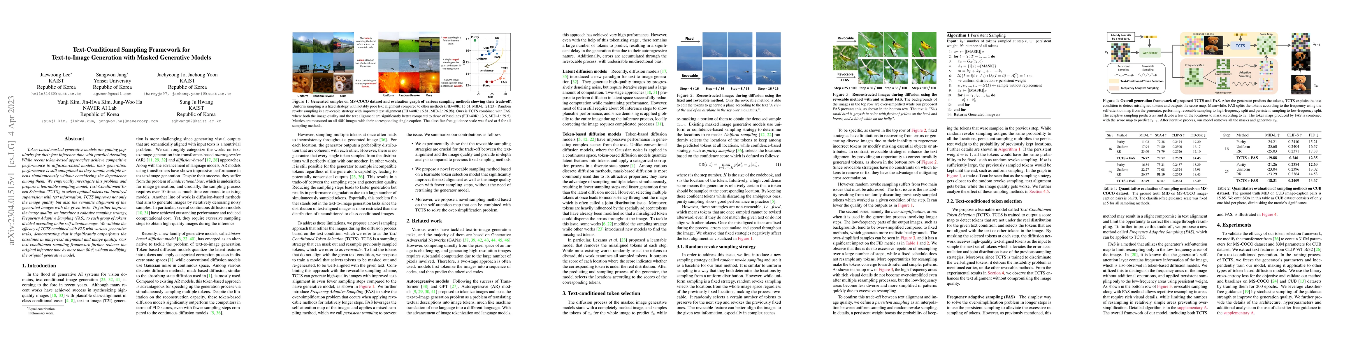 Thumbnail for Text-Conditioned Sampling Framework for Text-to-Image Generation with
  Masked Generative Models