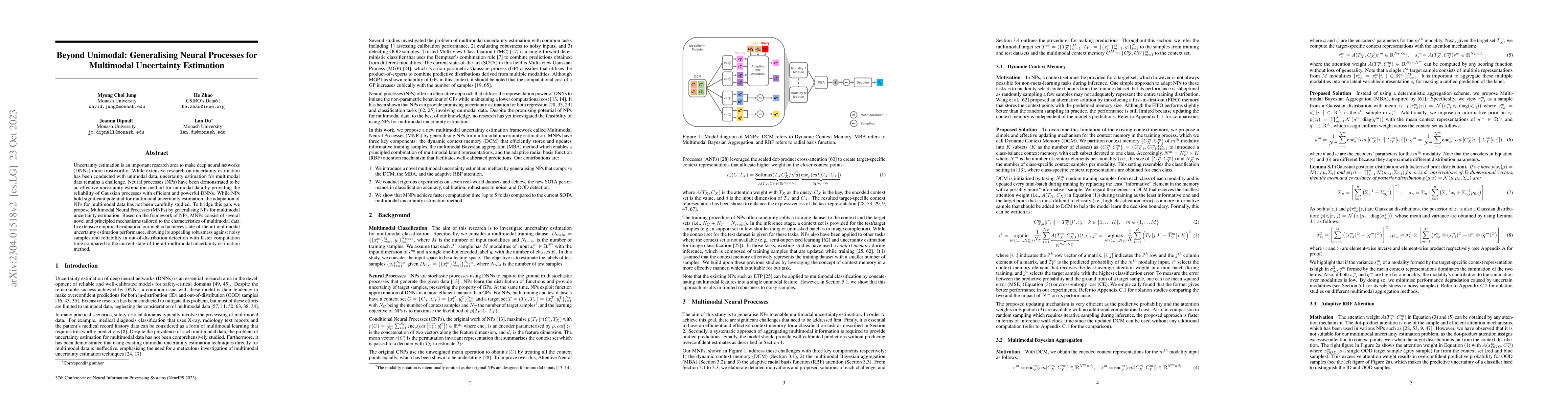 Thumbnail for Beyond Unimodal: Generalising Neural Processes for Multimodal
  Uncertainty Estimation