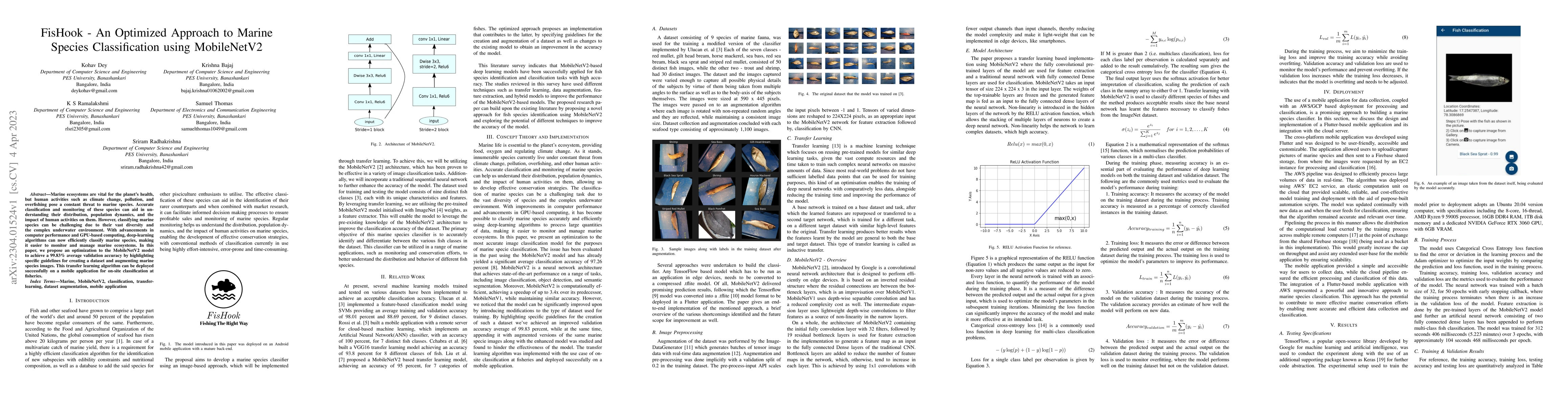 Thumbnail for FisHook -- An Optimized Approach to Marine Specie Classification using
  MobileNetV2