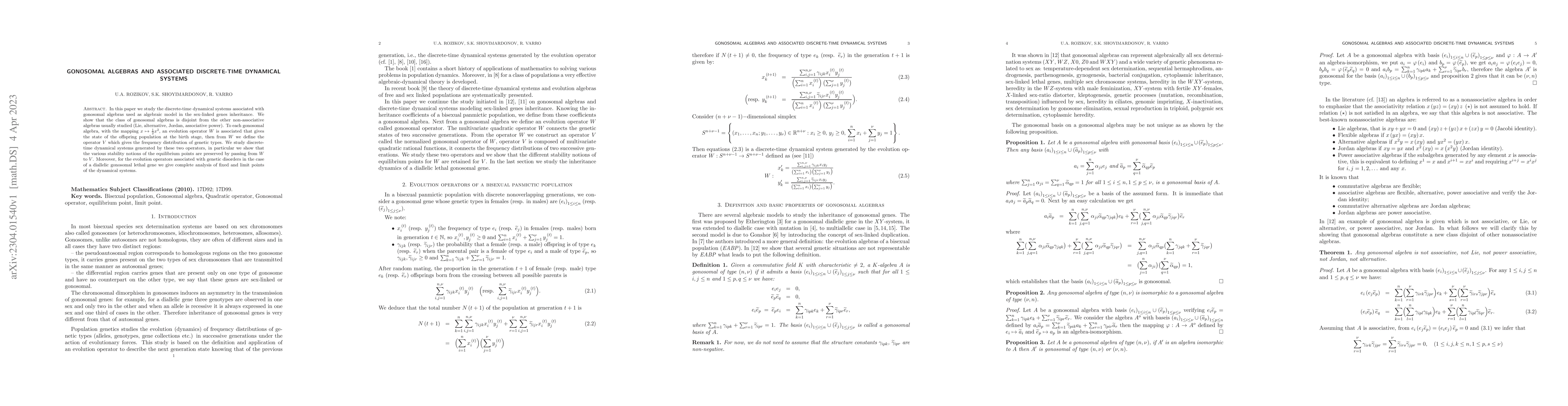 Thumbnail for Gonosomal algebras and associated discrete-time dynamical systems