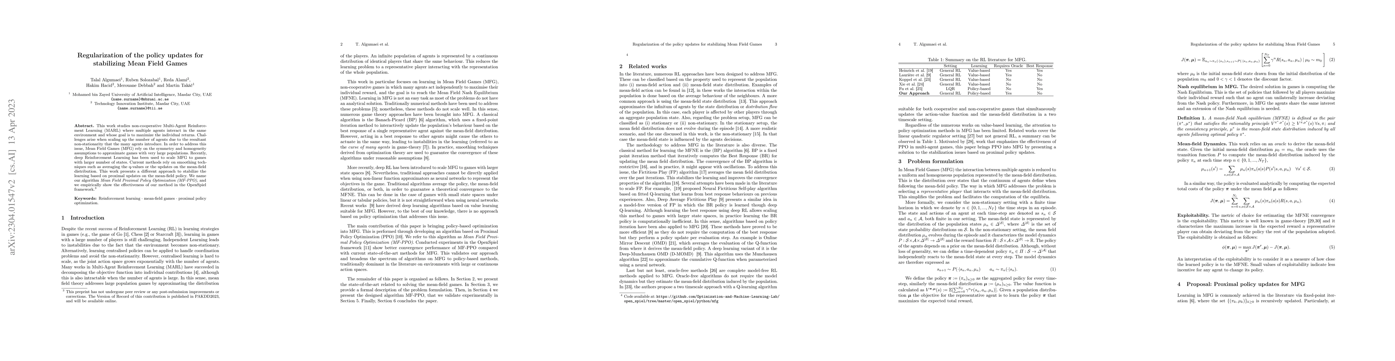 Thumbnail for Regularization of the policy updates for stabilizing Mean Field Games