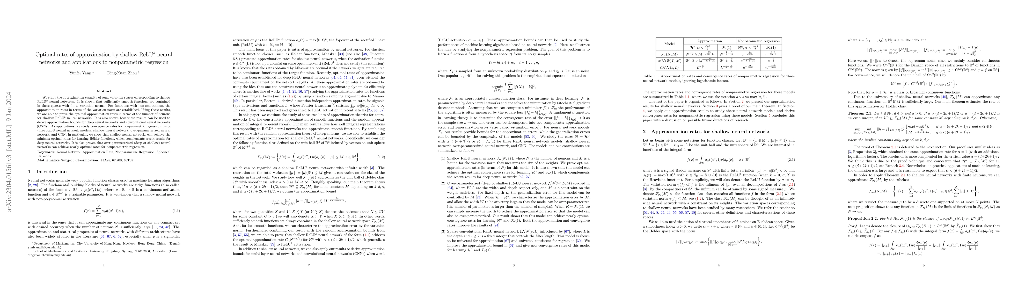 Thumbnail for Optimal rates of approximation by shallow ReLU$^k$ neural networks and
  applications to nonparametric regression