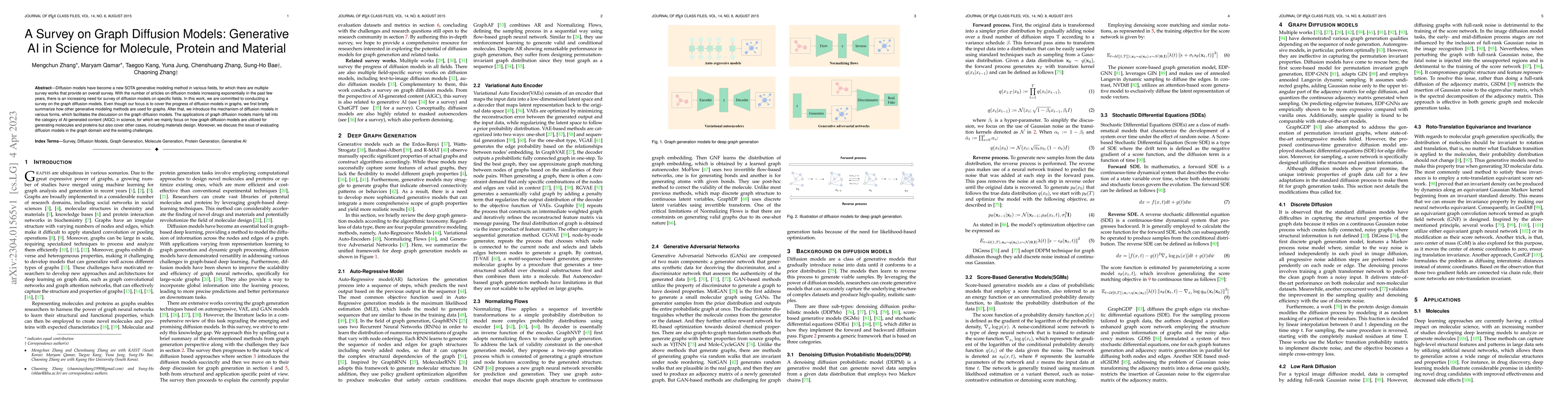 Thumbnail for A Survey on Graph Diffusion Models: Generative AI in Science for
  Molecule, Protein and Material