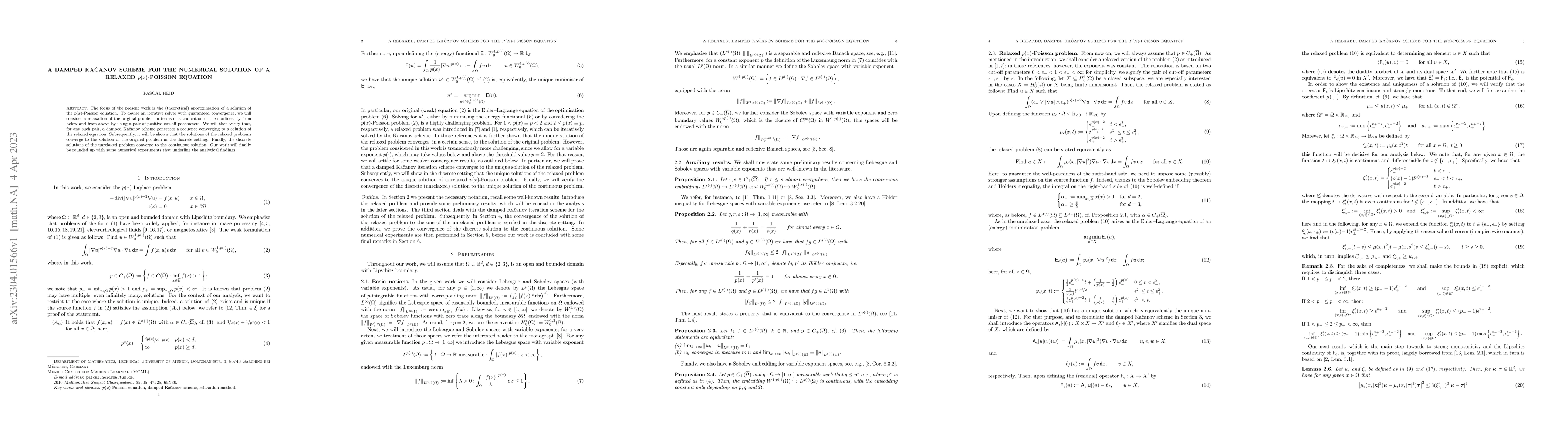 Thumbnail for A damped Ka\v{c}anov scheme for the numerical solution of a relaxed
  p(x)-Poisson equation