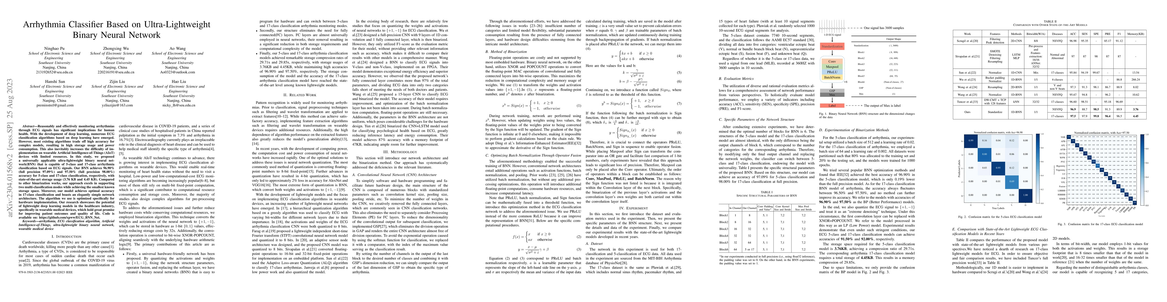 Thumbnail for Arrhythmia Classifier Based on Ultra-Lightweight Binary Neural Network
