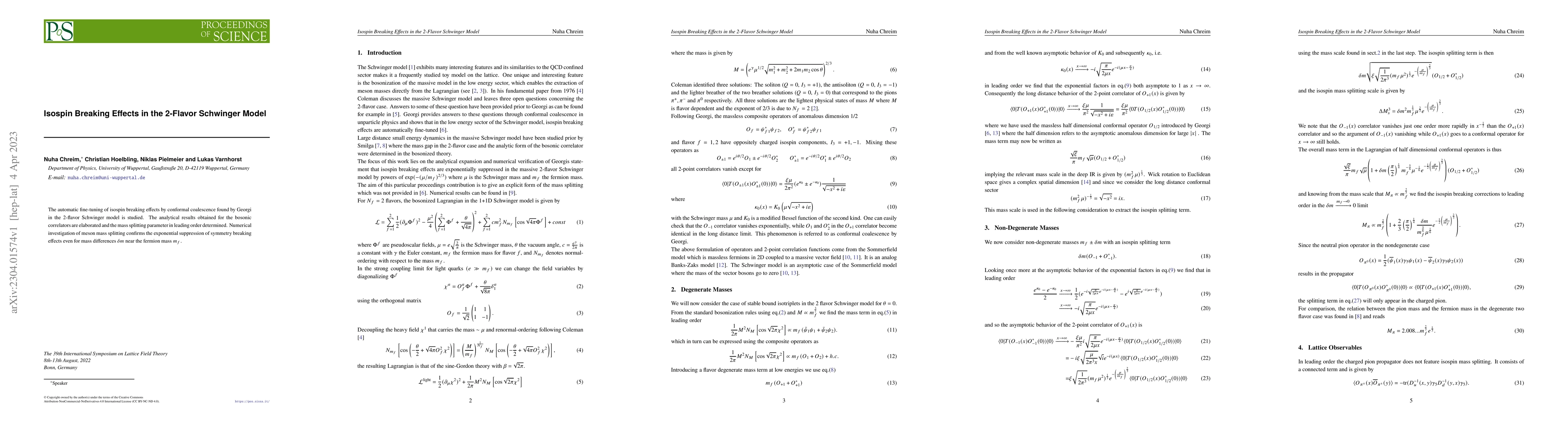 Thumbnail for Isospin Breaking Effects in the 2-Flavor Schwinger Model
