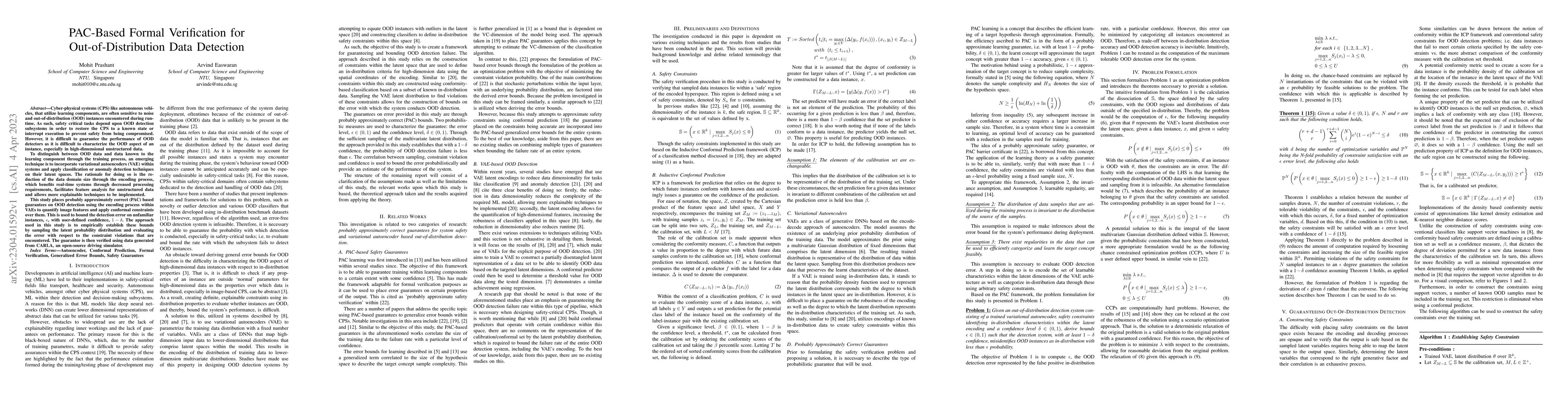 Thumbnail for PAC-Based Formal Verification for Out-of-Distribution Data Detection