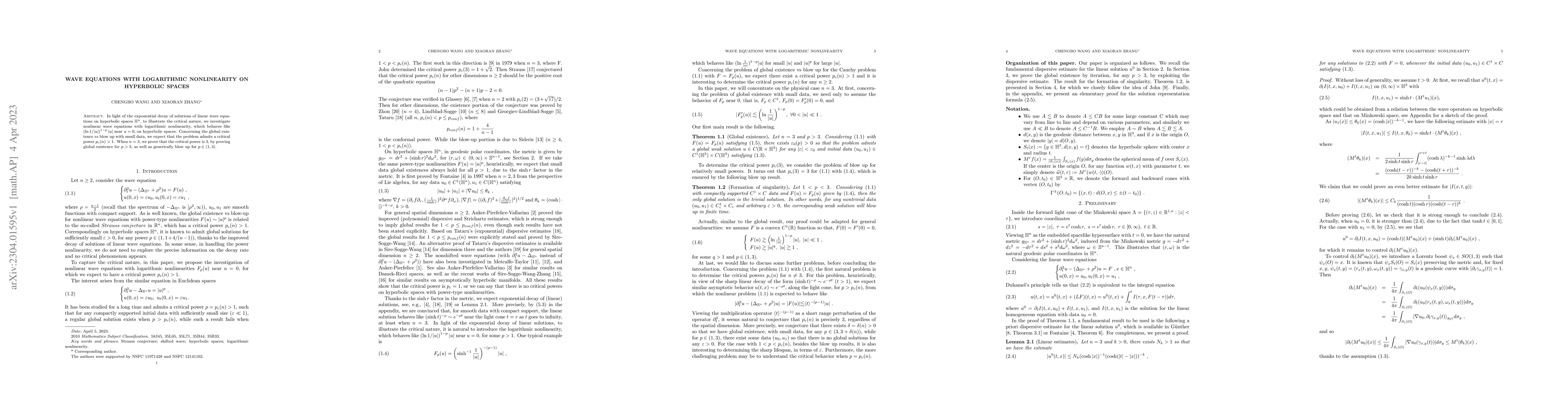 Thumbnail for Wave equations with logarithmic nonlinearity on hyperbolic spaces