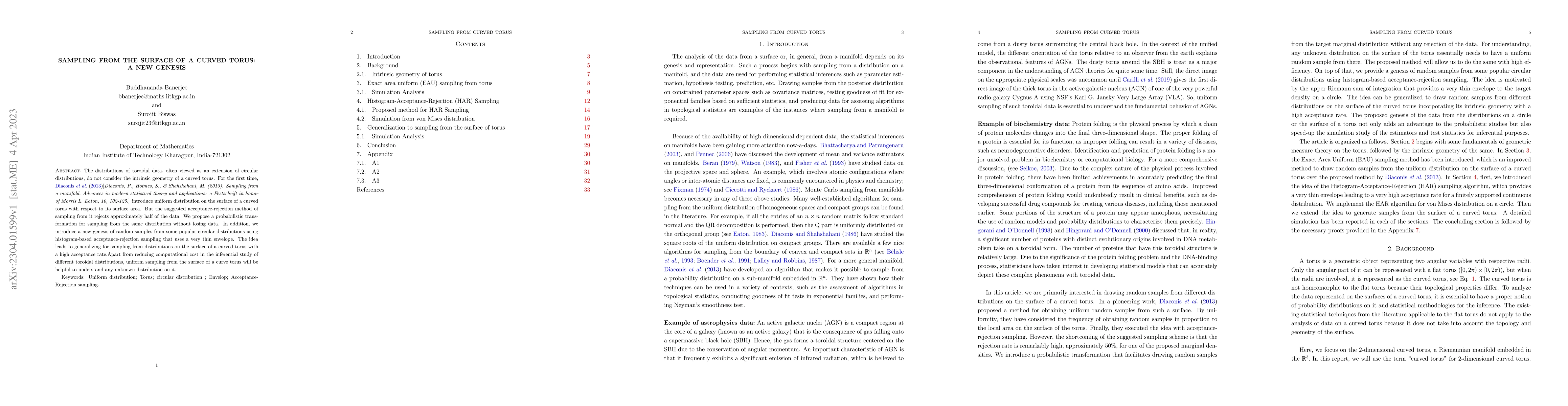 Thumbnail for Sampling from the surface of a curved torus: A new genesis