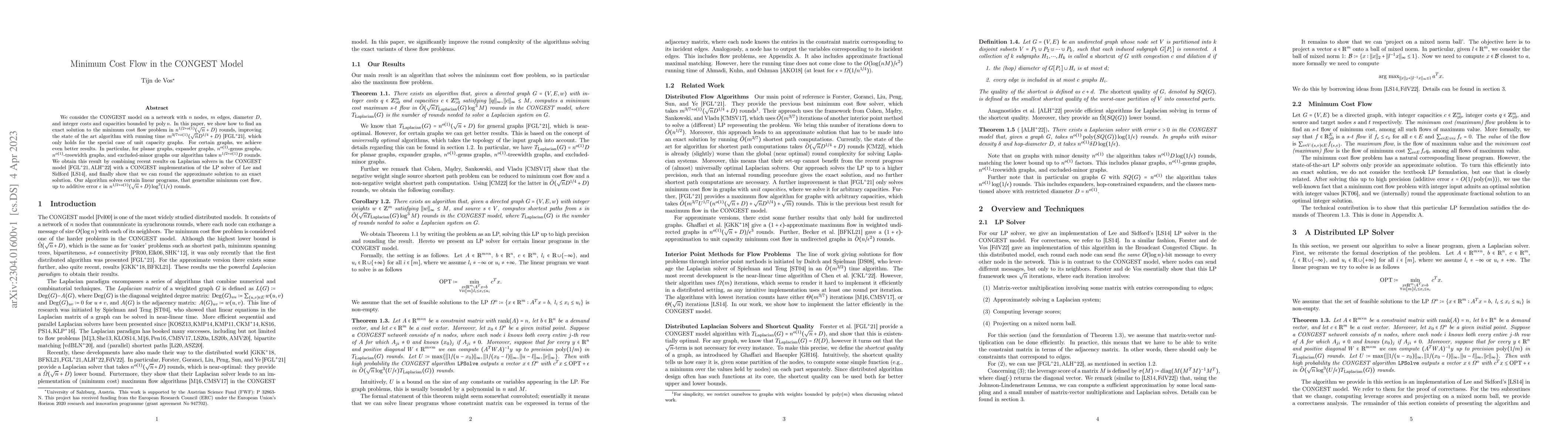 Thumbnail for Minimum Cost Flow in the CONGEST Model