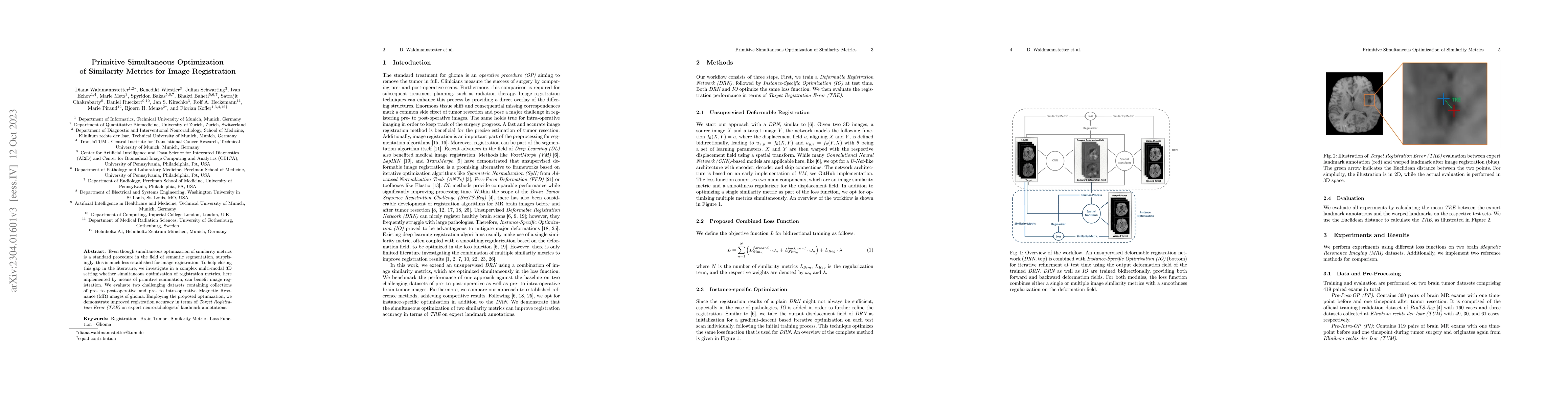 Thumbnail for Primitive Simultaneous Optimization of Similarity Metrics for Image
  Registration