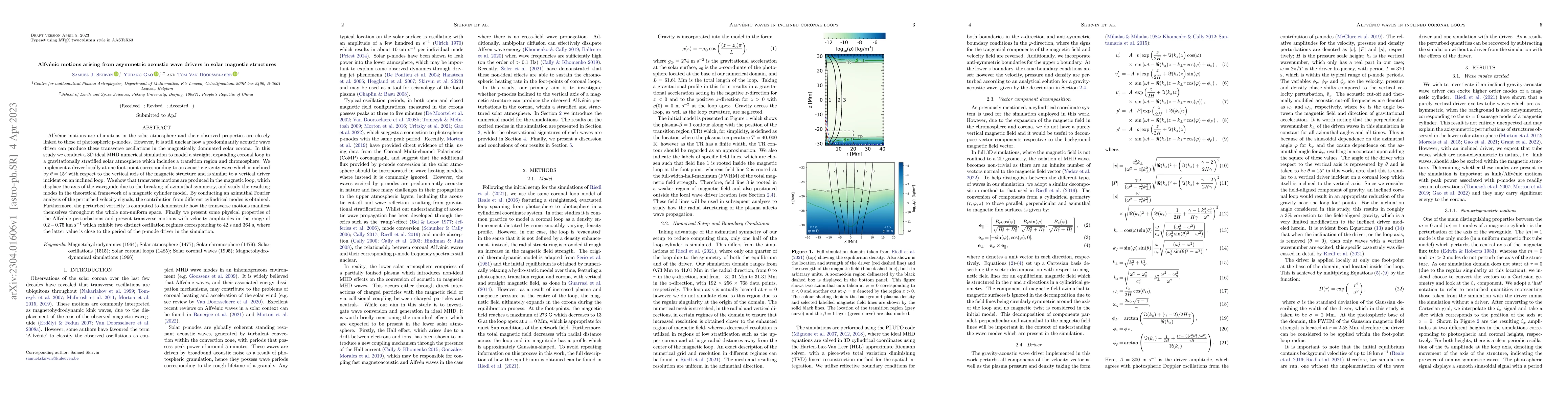 Thumbnail for Alfv\'enic motions arising from asymmetric acoustic wave drivers in
  solar magnetic structures