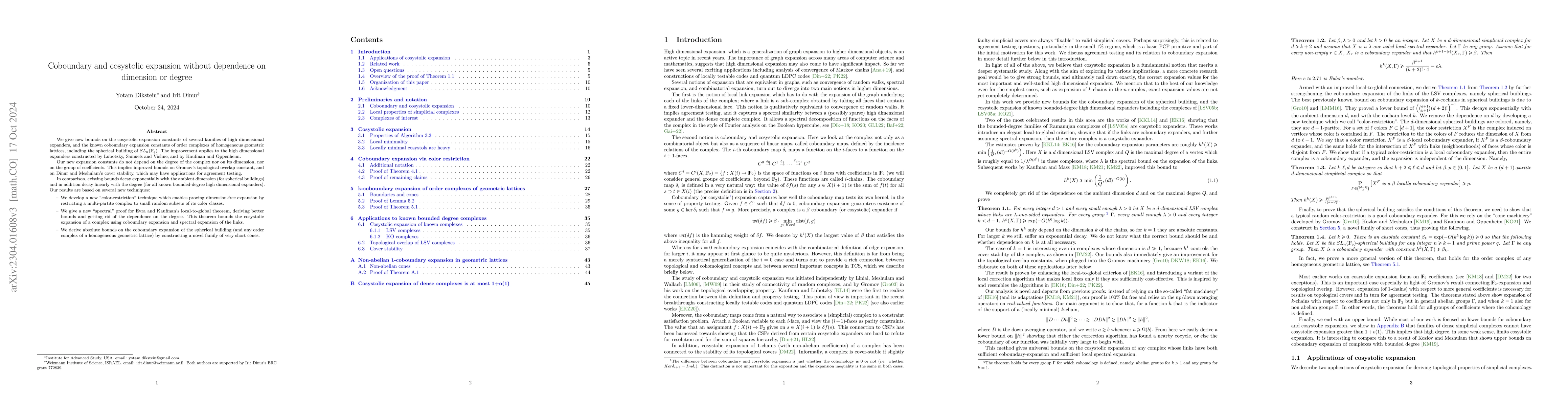 Thumbnail for Coboundary and cosystolic expansion without dependence on dimension or
  degree