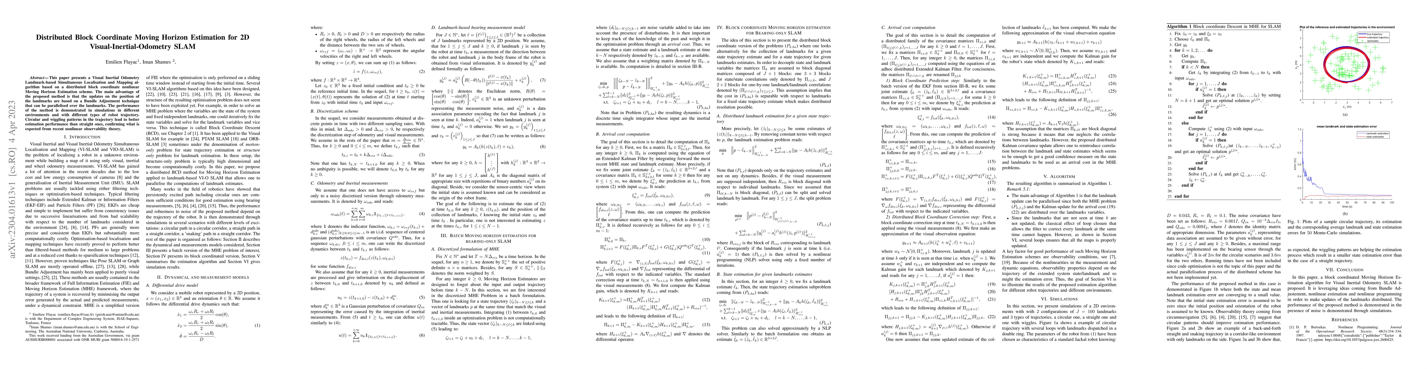 Thumbnail for Distributed Block Coordinate Moving Horizon Estimation for 2D
  Visual-Inertial-Odometry SLAM