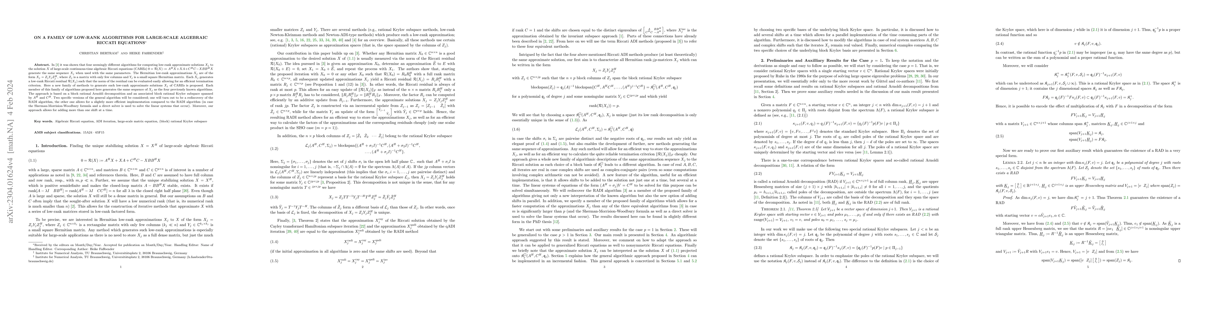 Thumbnail for On a family of low-rank algorithms for large-scale algebraic Riccati
  equations