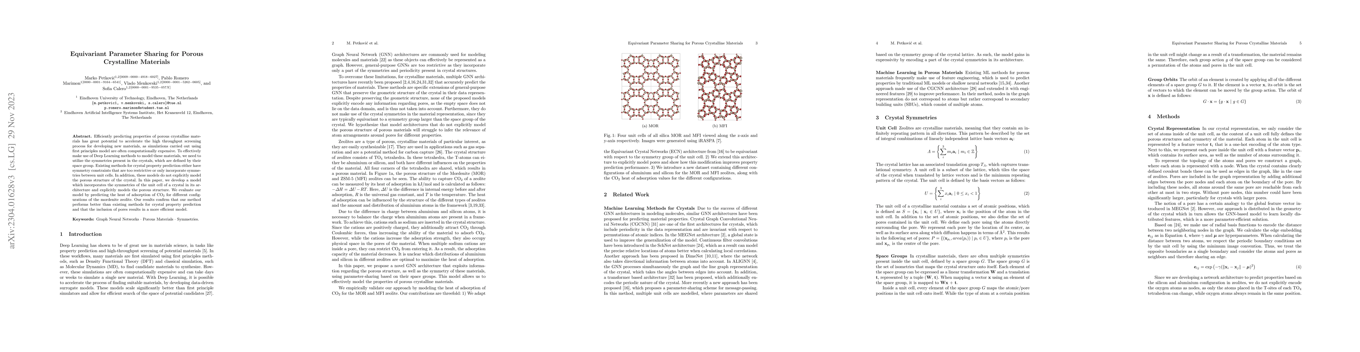 Thumbnail for Equivariant Parameter Sharing for Porous Crystalline Materials