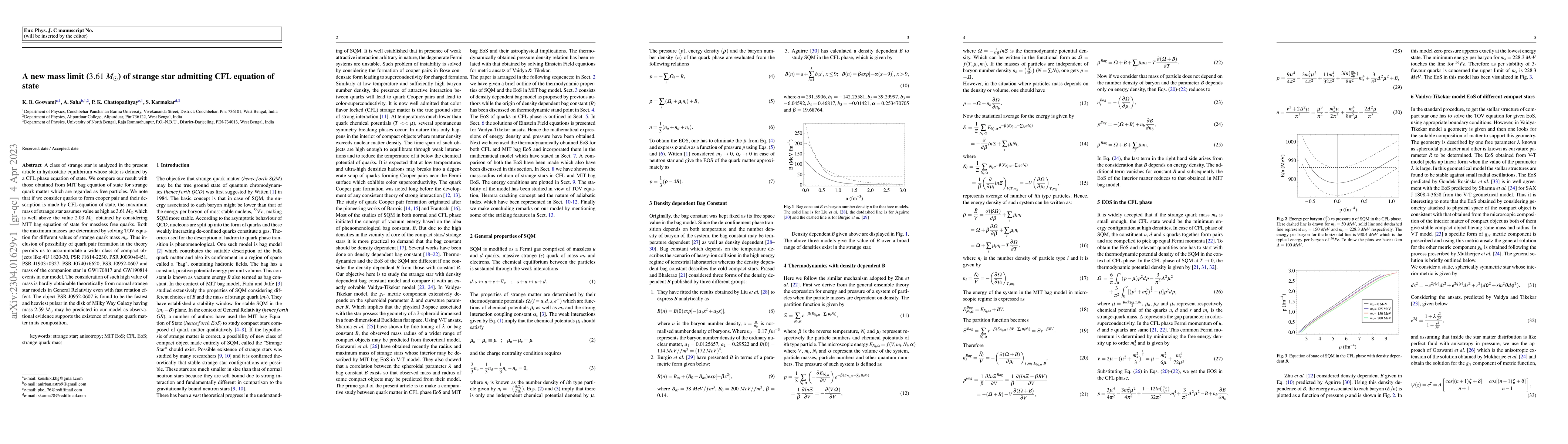 Thumbnail for A new mass limit ($3.61~M_{\odot}$) of strange star admitting CFL
  equation of state