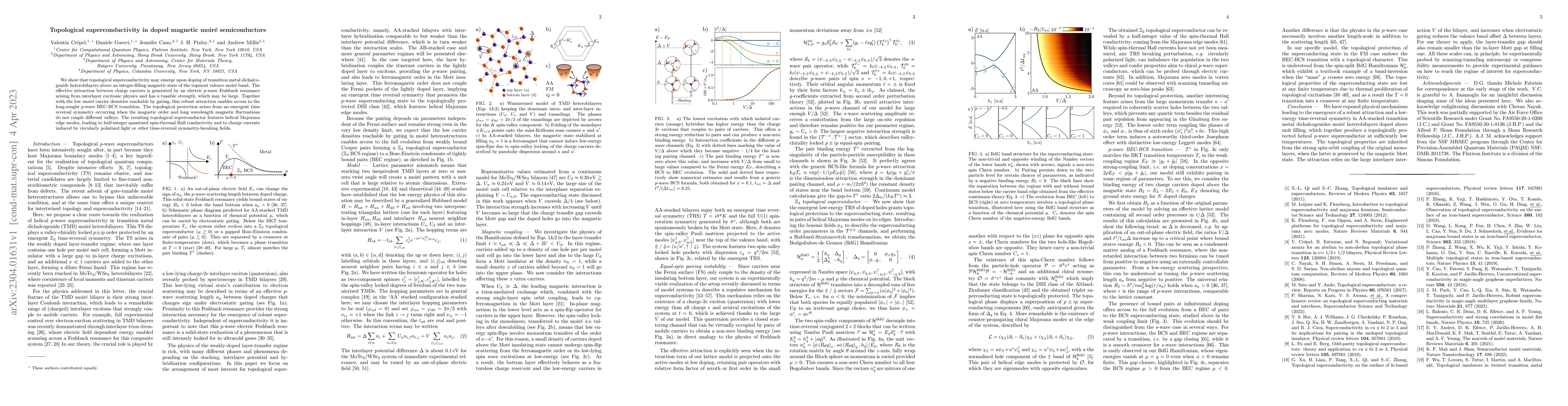 Thumbnail for Topological superconductivity in doped magnetic moir\'e semiconductors