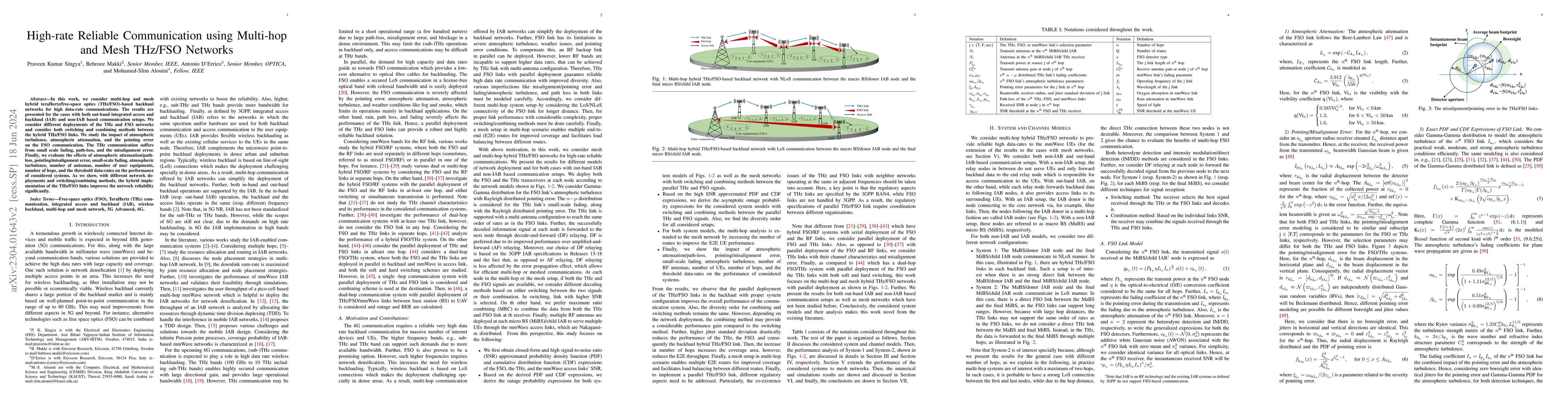 Thumbnail for High-rate Reliable Communication using Multi-hop and Mesh THz/FSO
  Networks