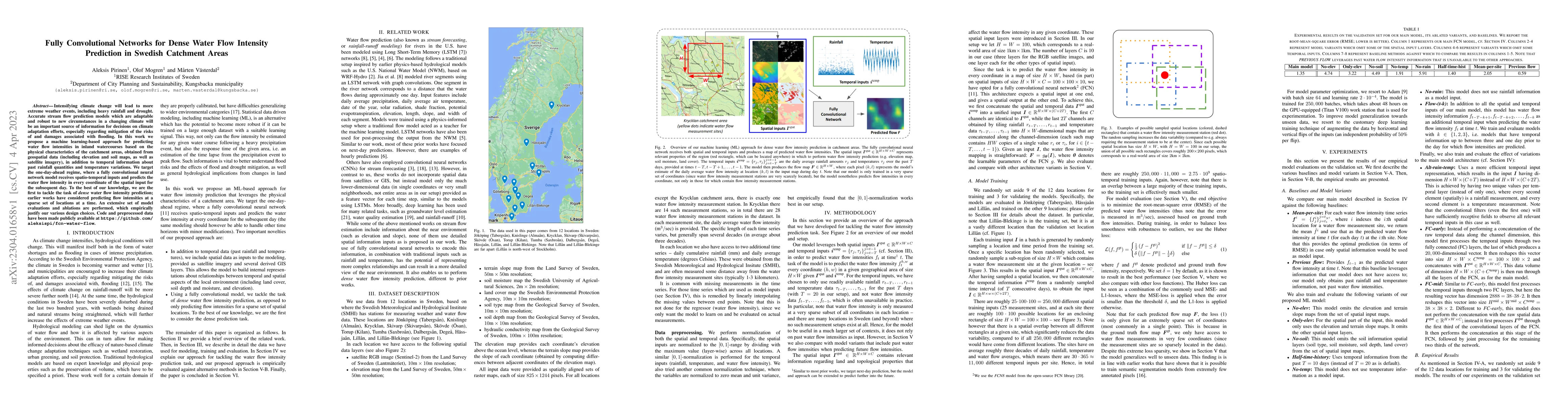 Thumbnail for Fully Convolutional Networks for Dense Water Flow Intensity Prediction
  in Swedish Catchment Areas