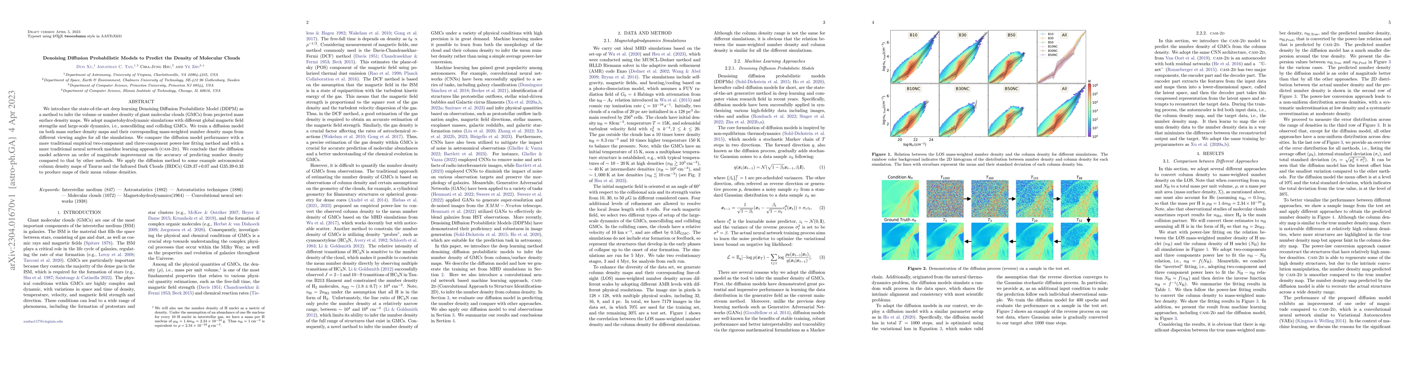 Thumbnail for Denoising Diffusion Probabilistic Models to Predict the Density of
  Molecular Clouds