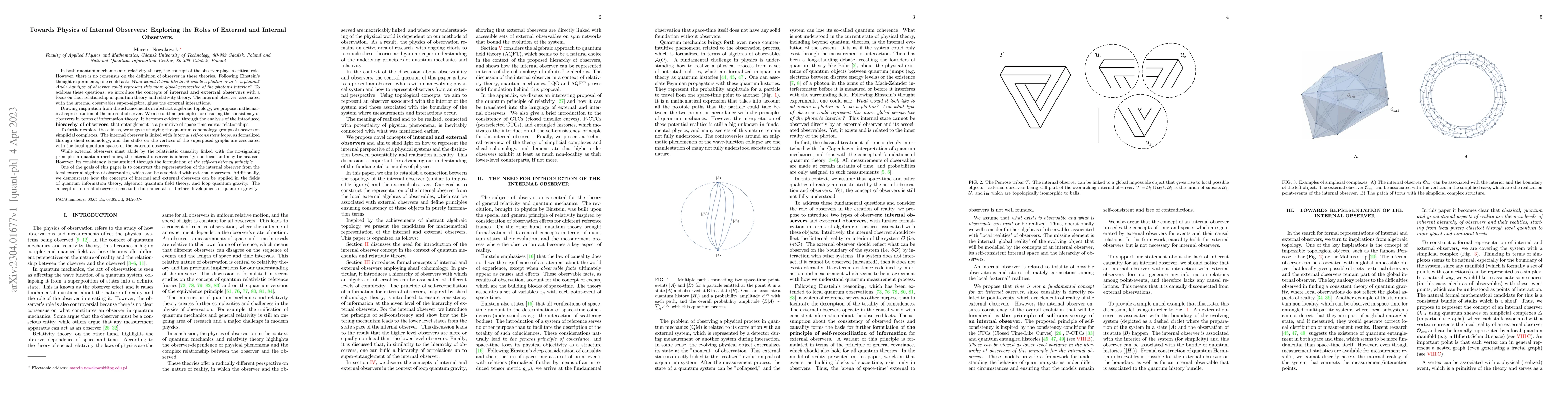 Thumbnail for Towards Physics of Internal Observers: Exploring the Roles of External
  and Internal Observers