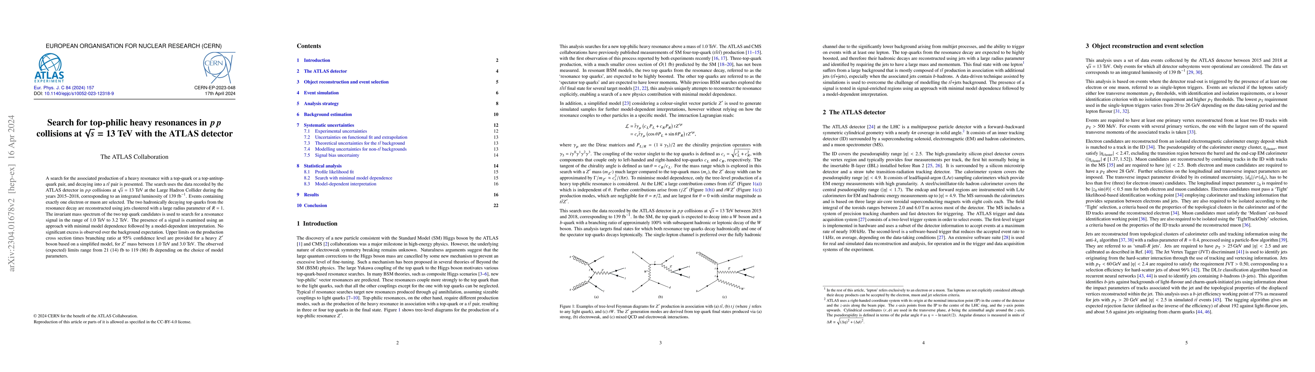 Thumbnail for Search for top-philic heavy resonances in $pp$ collisions at
  $\sqrt{s}=13$ TeV with the ATLAS detector