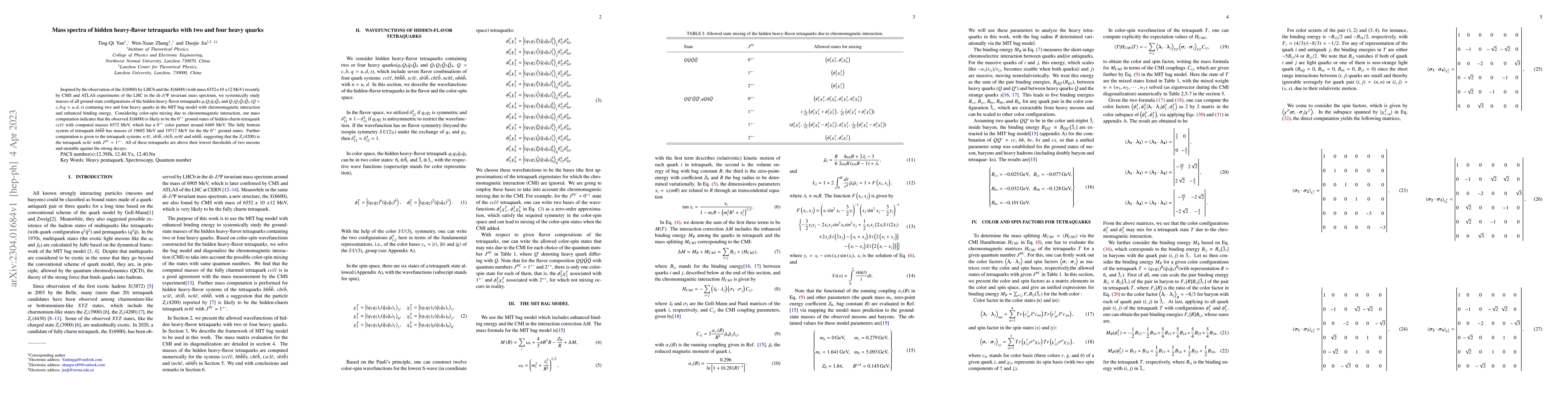 Thumbnail for Mass spectra of hidden heavy-flavor tetraquarks with two and four heavy
  quarks