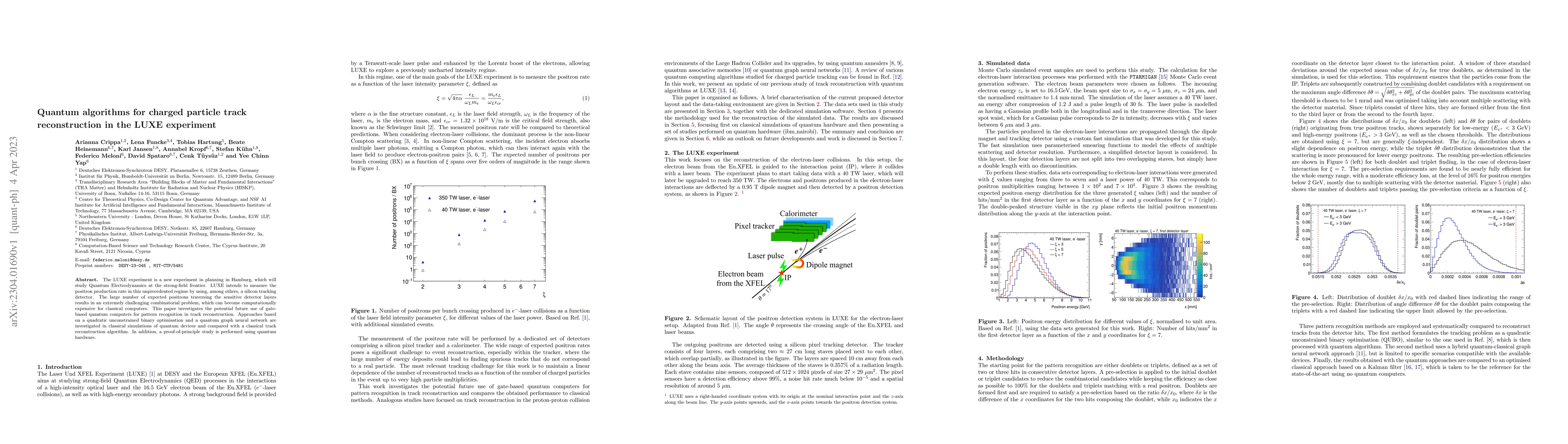 Thumbnail for Quantum algorithms for charged particle track reconstruction in the LUXE
  experiment