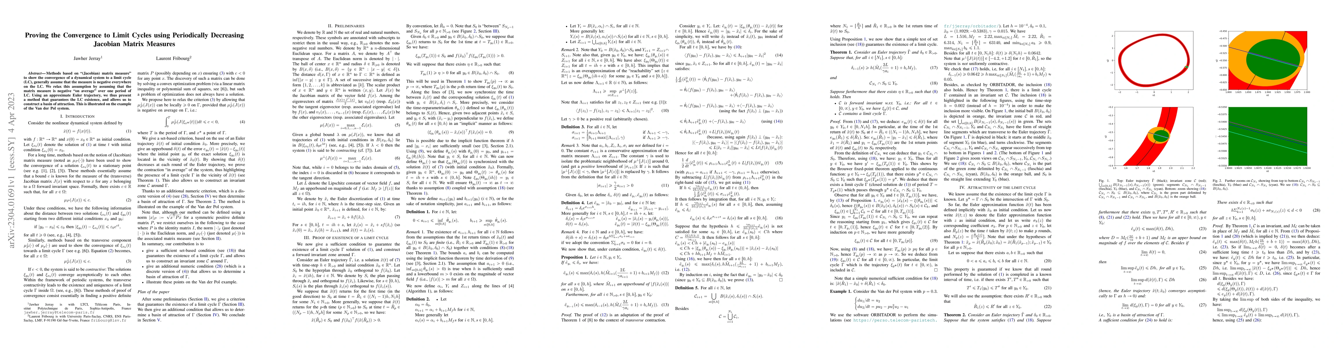 Thumbnail for Proving the Convergence to Limit Cycles using Periodically Decreasing
  Jacobian Matrix Measures