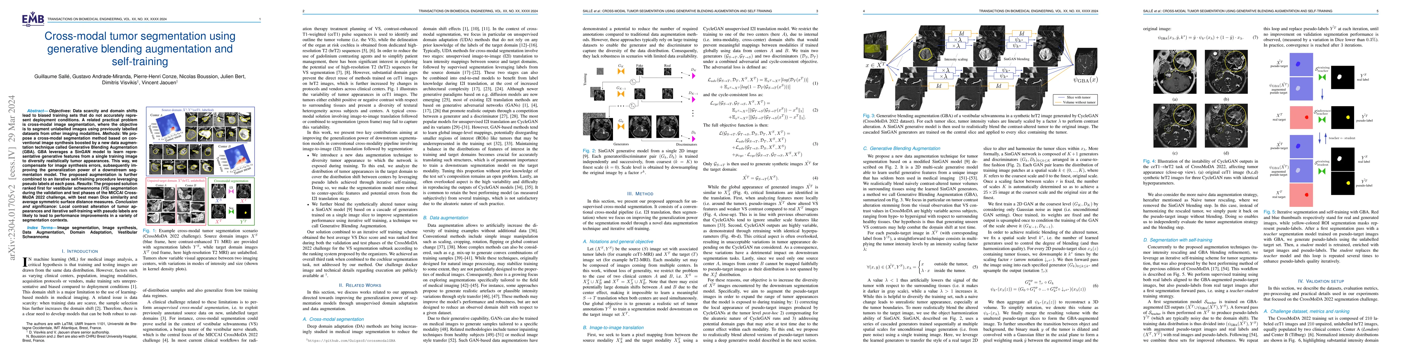Thumbnail for Cross-modal tumor segmentation using generative blending augmentation
  and self training