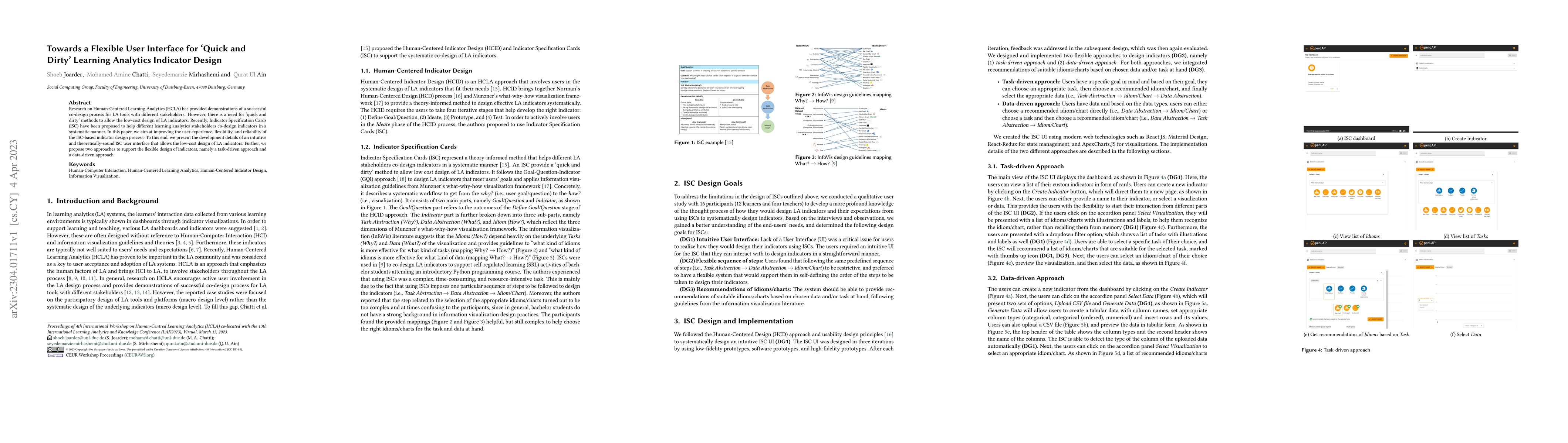 Thumbnail for Towards a Flexible User Interface for 'Quick and Dirty' Learning
  Analytics Indicator Design